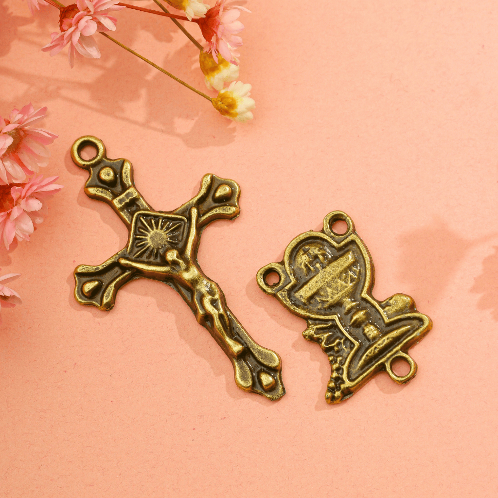 Entremeios Para Terço + Crucifixo Crisma Crisma Escarístia Material Para Terço Asas da Fé