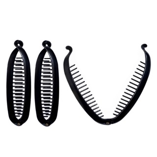 Kit 3 Bananas Prendedores Para Cabelo Penteado Presilhas Cor Preta em Oferta na Shopee