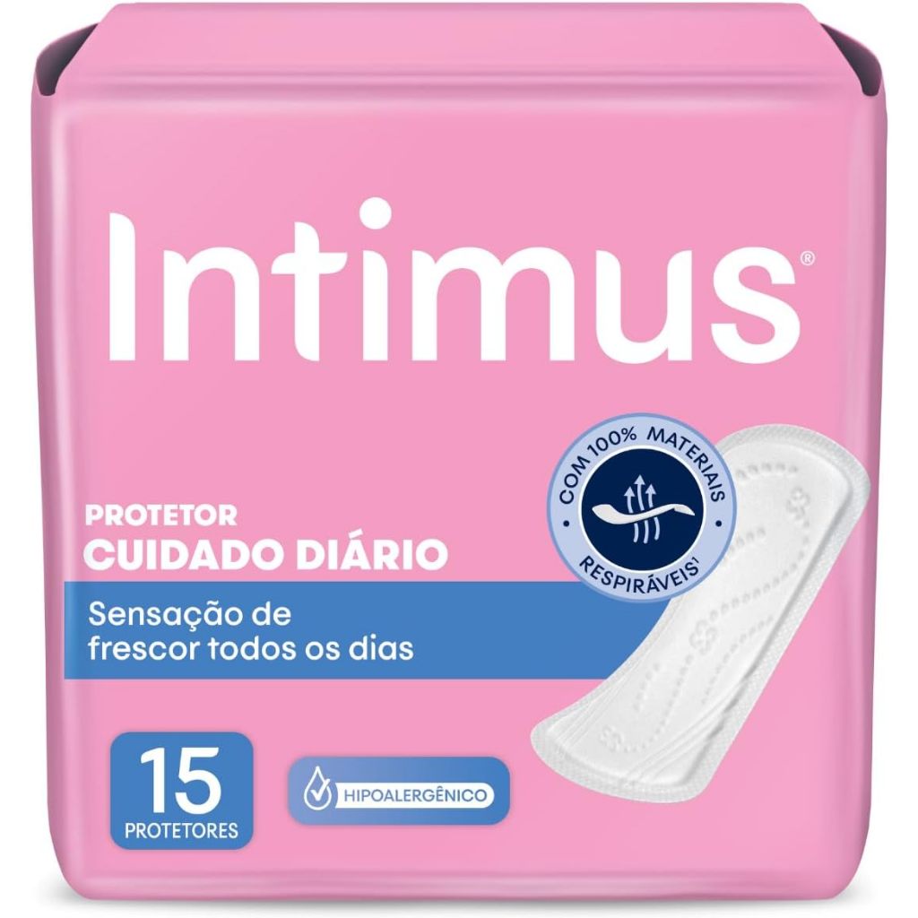 Protetor Diário Intimus Cuidado Diário Sem Abas Sem Perfume 15 Unidades