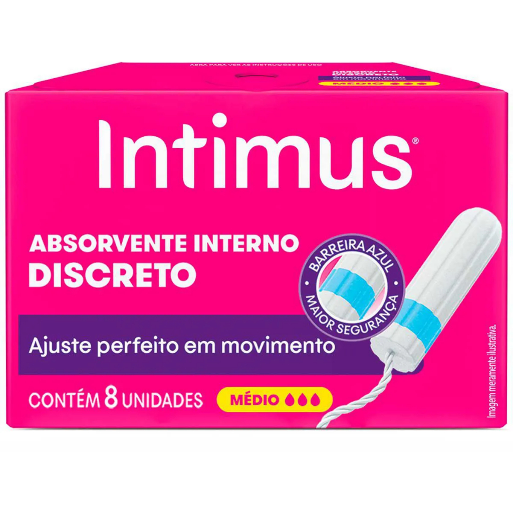 Absorvente Interno Intimus Médio Fluxo Moderado com 8 Unidades em Oferta na Shopee
