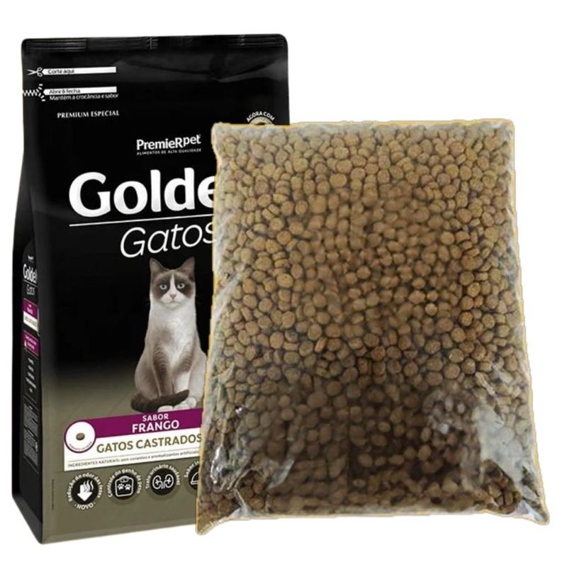 kit 3kg ração Golden gato castrados frango granel