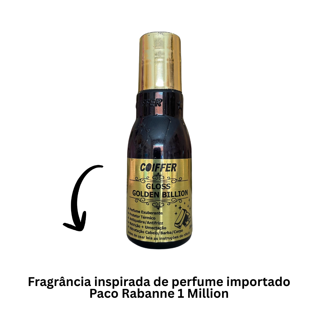 Gloss Golden Billion Coiffer 80ml Perfume e Proteção 3 em 1