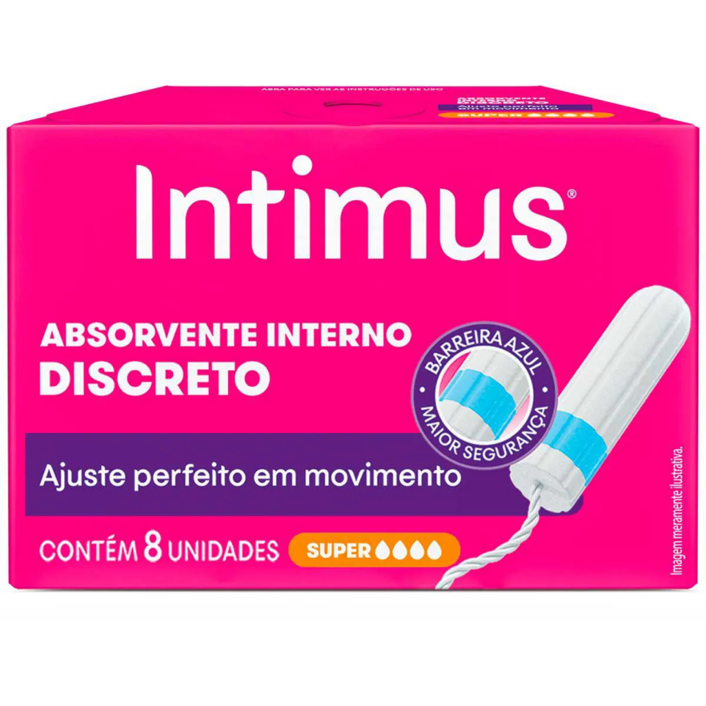 Absorvente Interno Intimus Super Fluxo Intenso com 8 Unidades em Oferta na Shopee