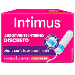 Absorvente Interno Intimus Super Fluxo Intenso com 8 Unidades