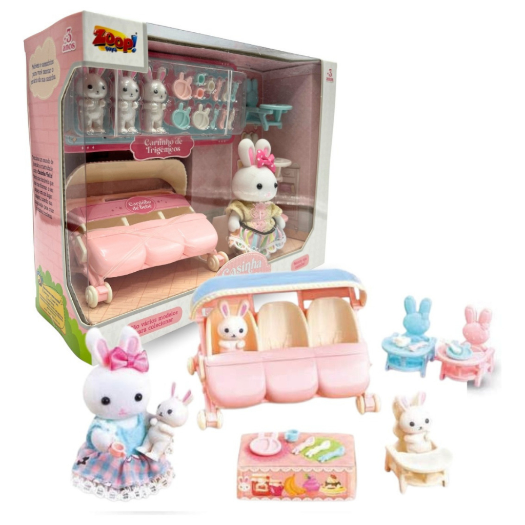 Coleção Casinha Feliz Brinquedo Carrinho Trigêmeos Zp01378