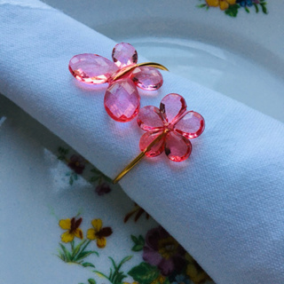 Porta Guardanapo Borboleta Flor Acrílica com Argola Dourada - Mesa Posta Casamento Festa Kit Artesanal  com 6 / 12 peças em Oferta na Shopee