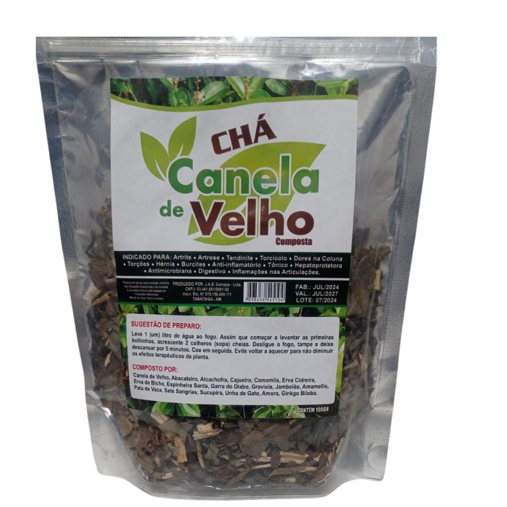 Chá Natural Composto Canela-de-Velho 30 g – Infusão Tradicional de Folhas Secas