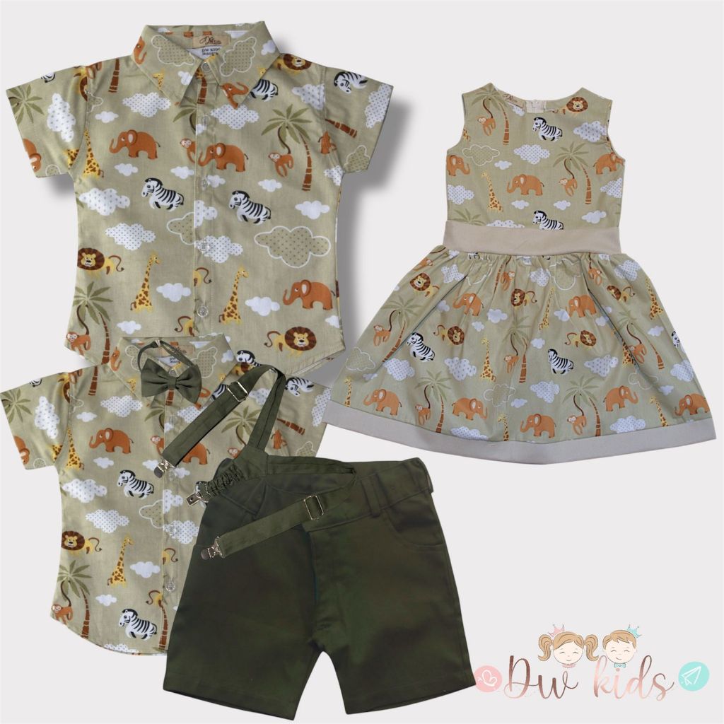 Camisa tal Pai Tal filho e tal irmã Safari Bege vestido irma regata