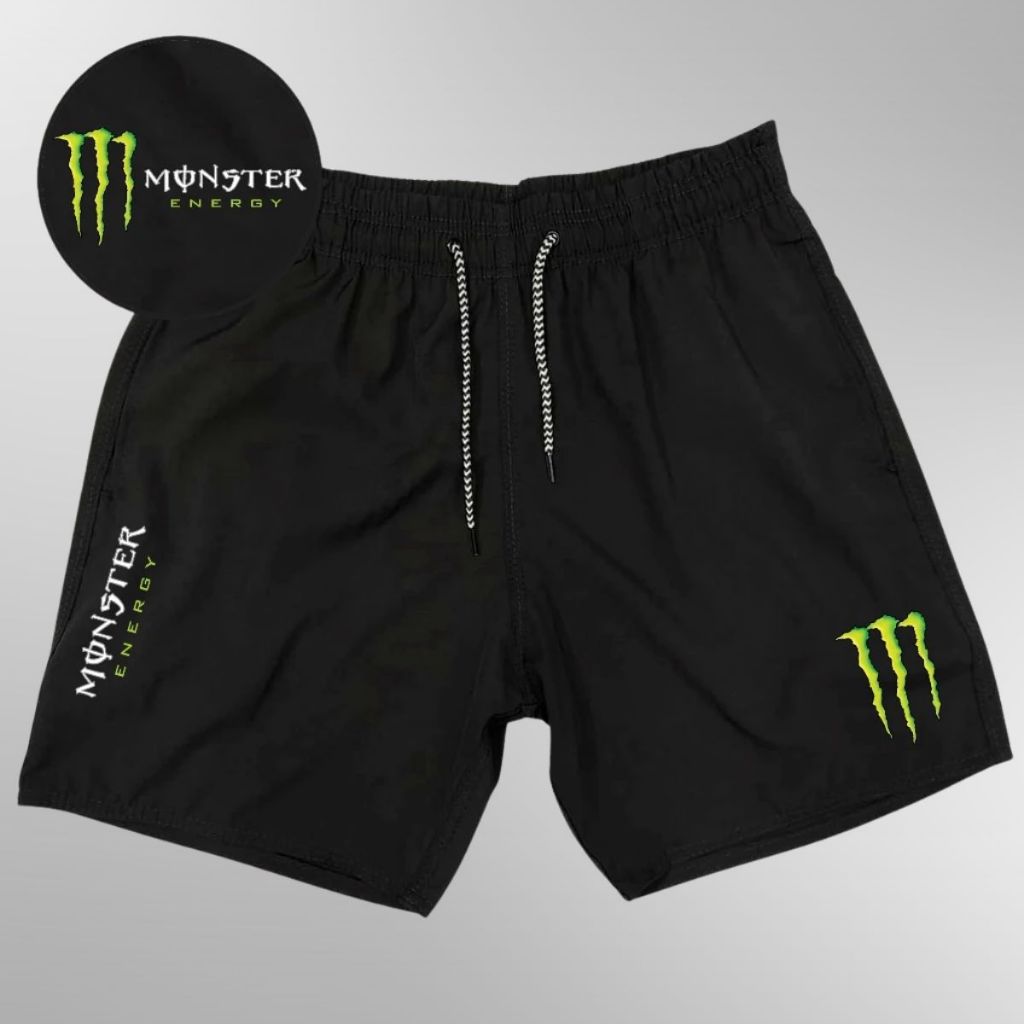 Bermuda Esportiva de Elastano Masculina - MONSTER 02 - Academia Corrida Skate Basquete Otaku