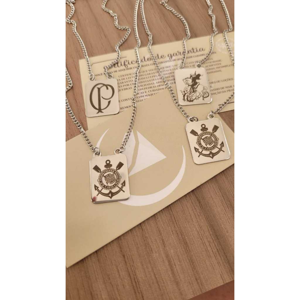 Corrente Escapulário de Time do Corinthians de Aço Inoxidável. em Oferta na Shopee