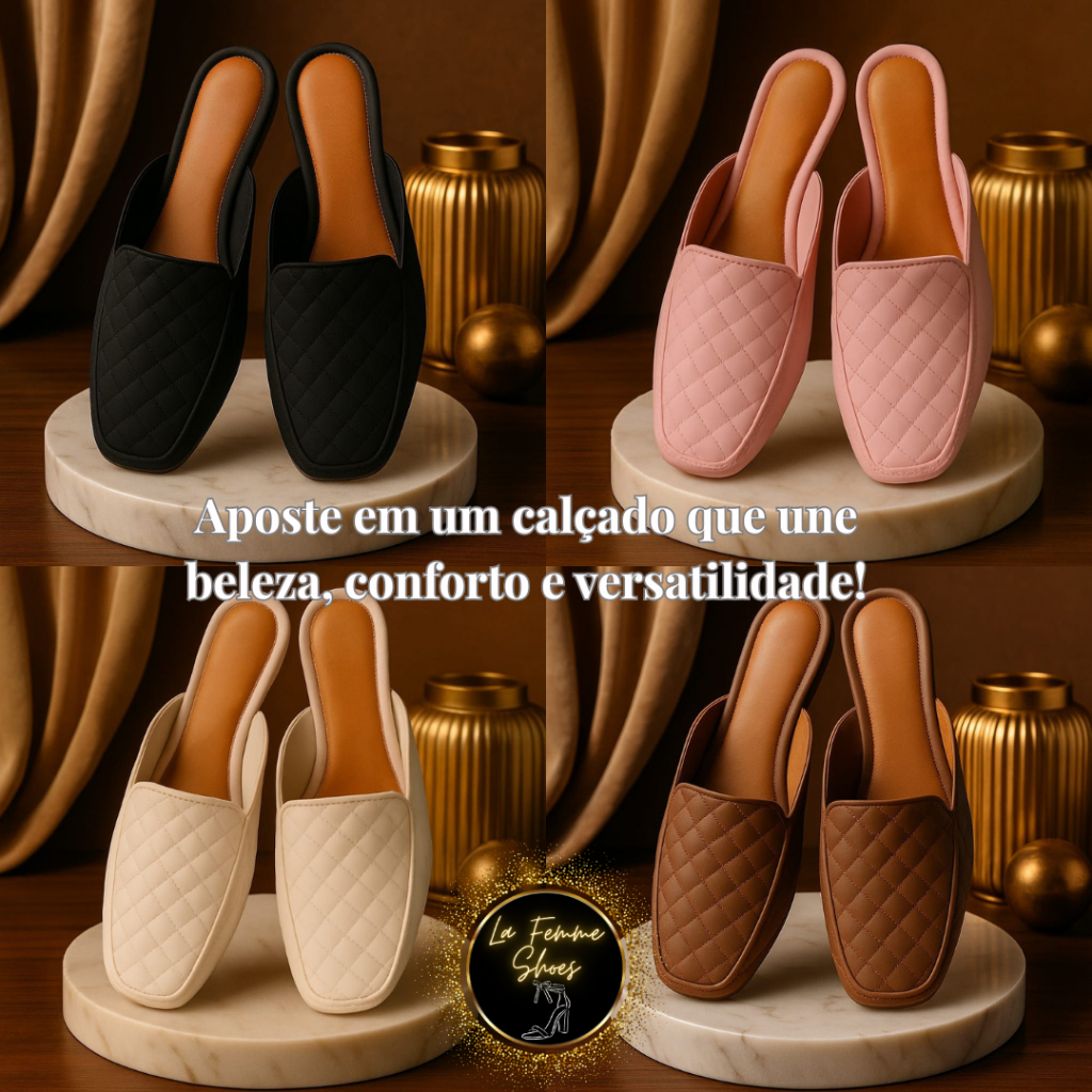 Mule Feminino Casual Chic Confortável — Perfeito para Trabalho, Passeio e Dia a Dia em Oferta na Shopee