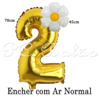 Kit Balão Metalizado 1 Número 70cm DOURADO + 1 MARGARIDA 45CM Festa Decoração Aniversário em Oferta na Shopee