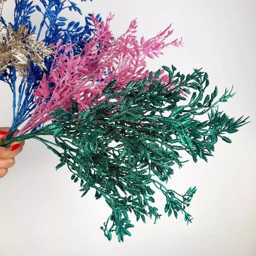 Flor Artificial Folha Árvore De Natal Glitter Decoração De Natal Presente De Ano Novo - MATINHO GLITTER em Oferta na Shopee