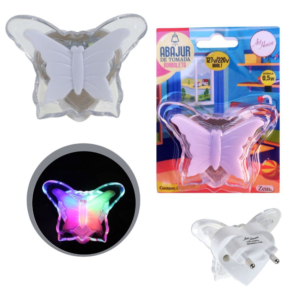 Mini Abajur de Tomada Borboleta Bivolt LED Colorido Infantil Quarto Bebê Luz Noturna Decorativa em Oferta na Shopee