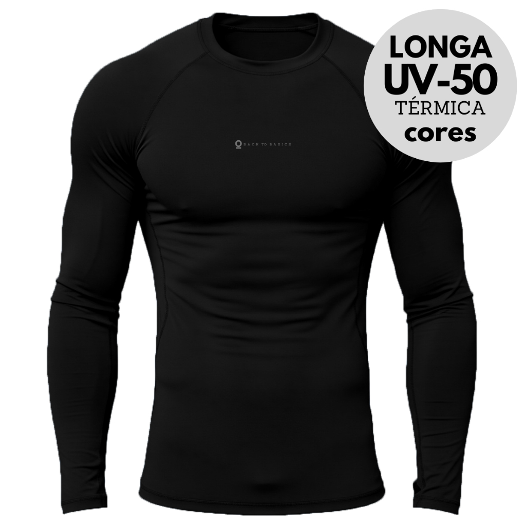 Camisa Térmica Proteção UV Segunda Pele Blusa Academia Manga Longa em Oferta na Shopee