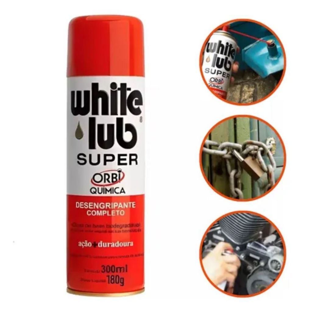 Desengripante White Lub similar WD-40 300ML Oleo Lubrificante Desengraxante Orbi