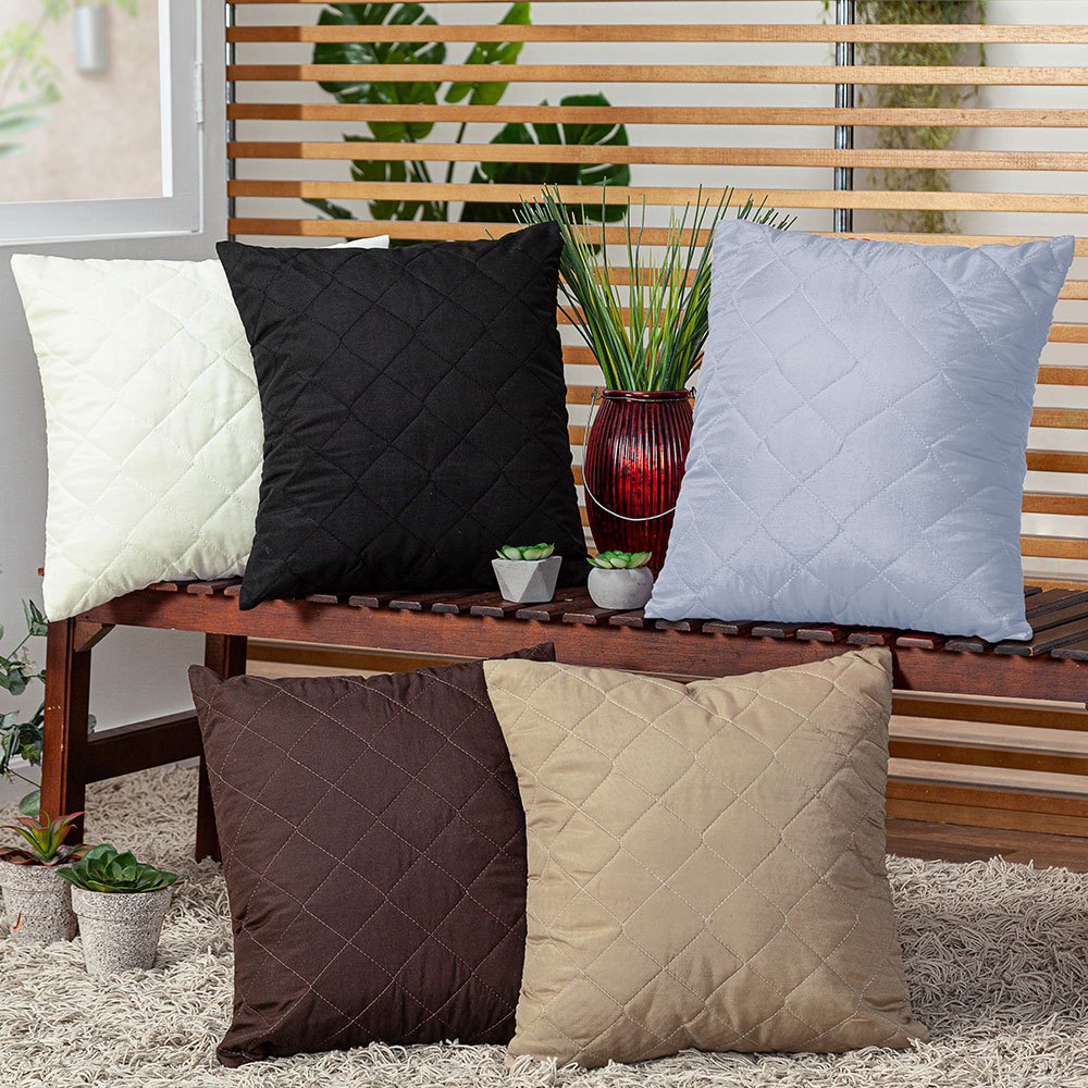 Kit 2 Capas de Almofada 45cm x 45cm Matelada Com Zíper MR Cinza Preta Palha Tabaco