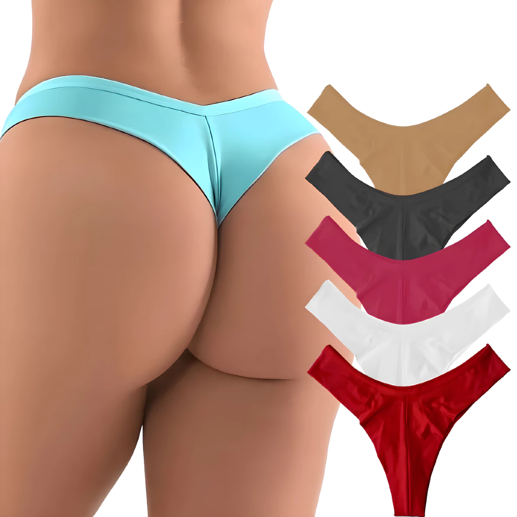 5 calcinhas fio dental duplo sem costura na parte do bumbum não marca a roupa — imagem 1