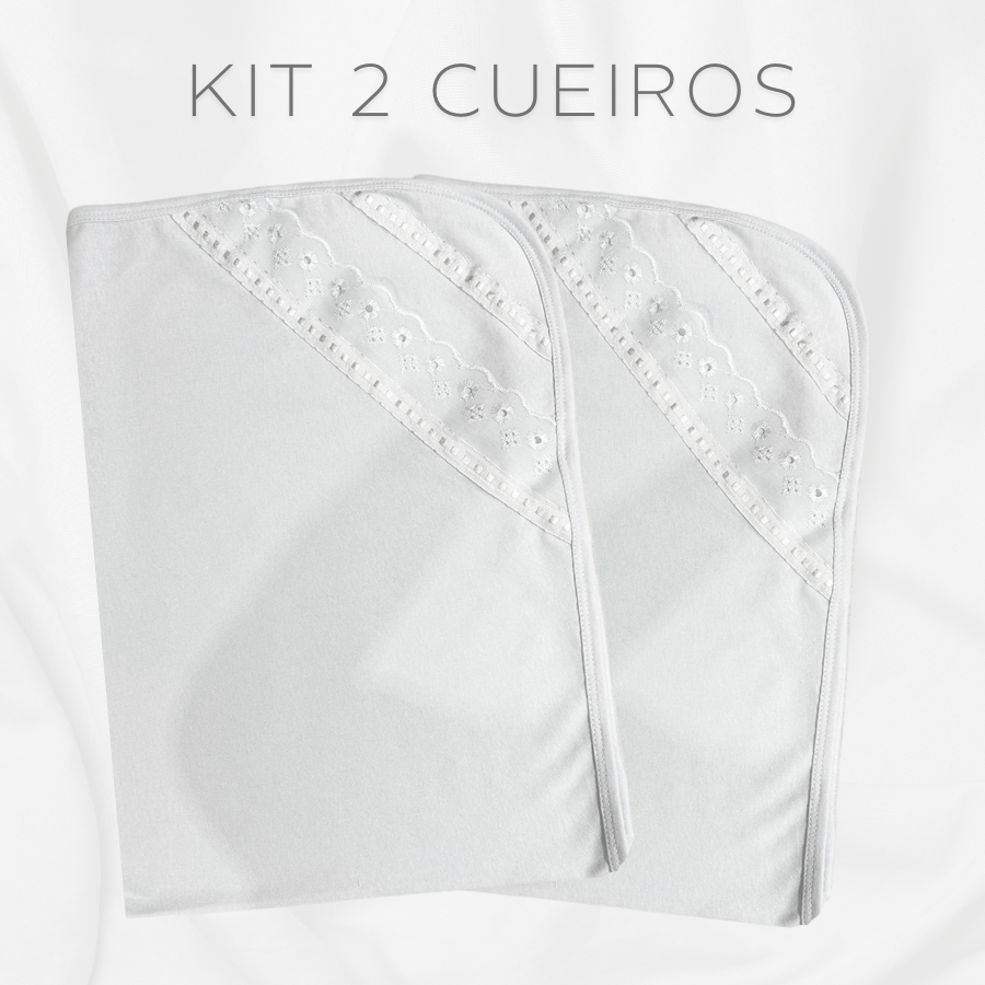Kit 2 Cueiros Bebê Infantil Branco Malha 100% Algodão 80cm
