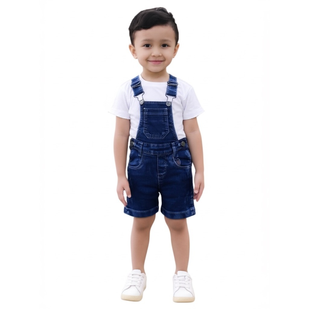 Jardineira Macacão Bebe Infantil Jeans Shorts Menino 01 - 03 Anos Recém Nascido Festas