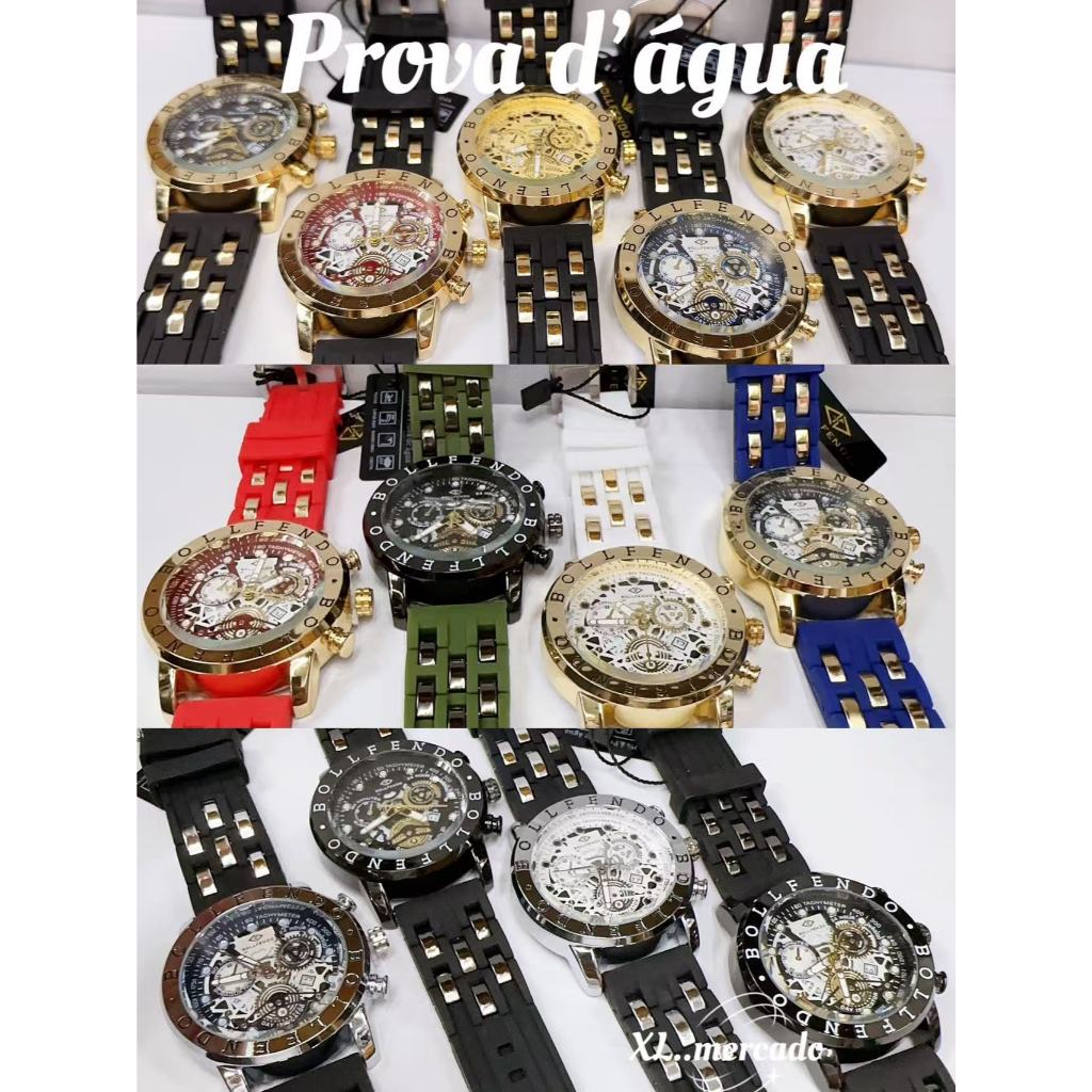 Relógios a Prova da Água Bollfendo, Pulseira de Silicone Com Calendário Para Masculinos