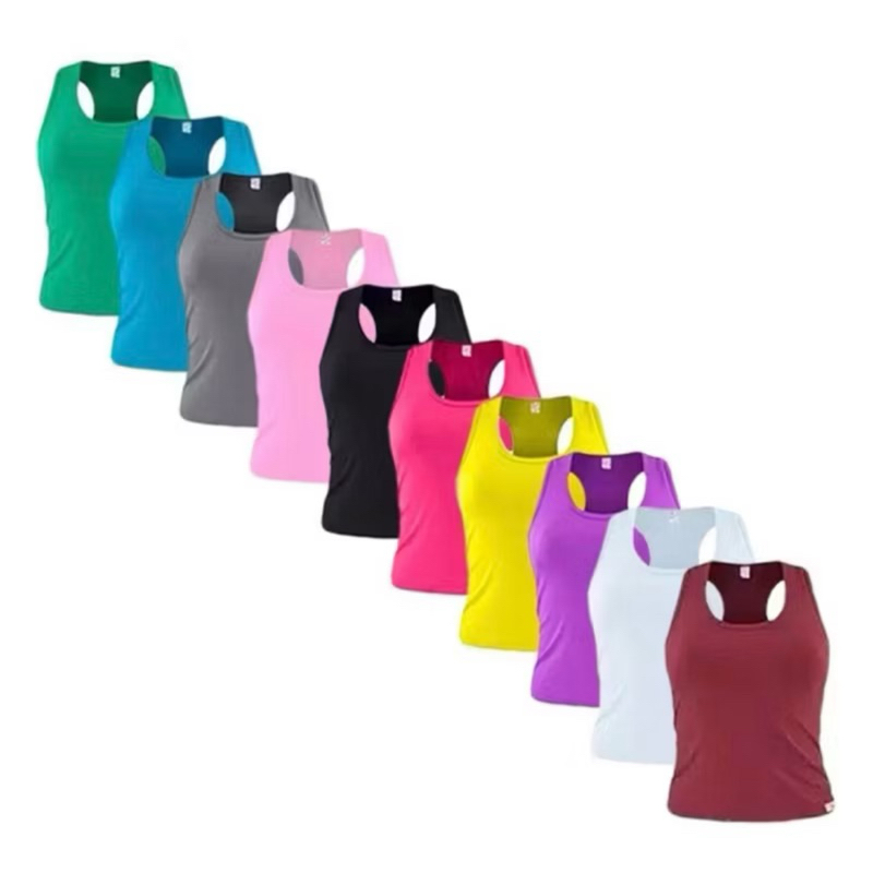 Kit com 10 Blusa Regata Feminina Nadadora Básica em Oferta na Shopee