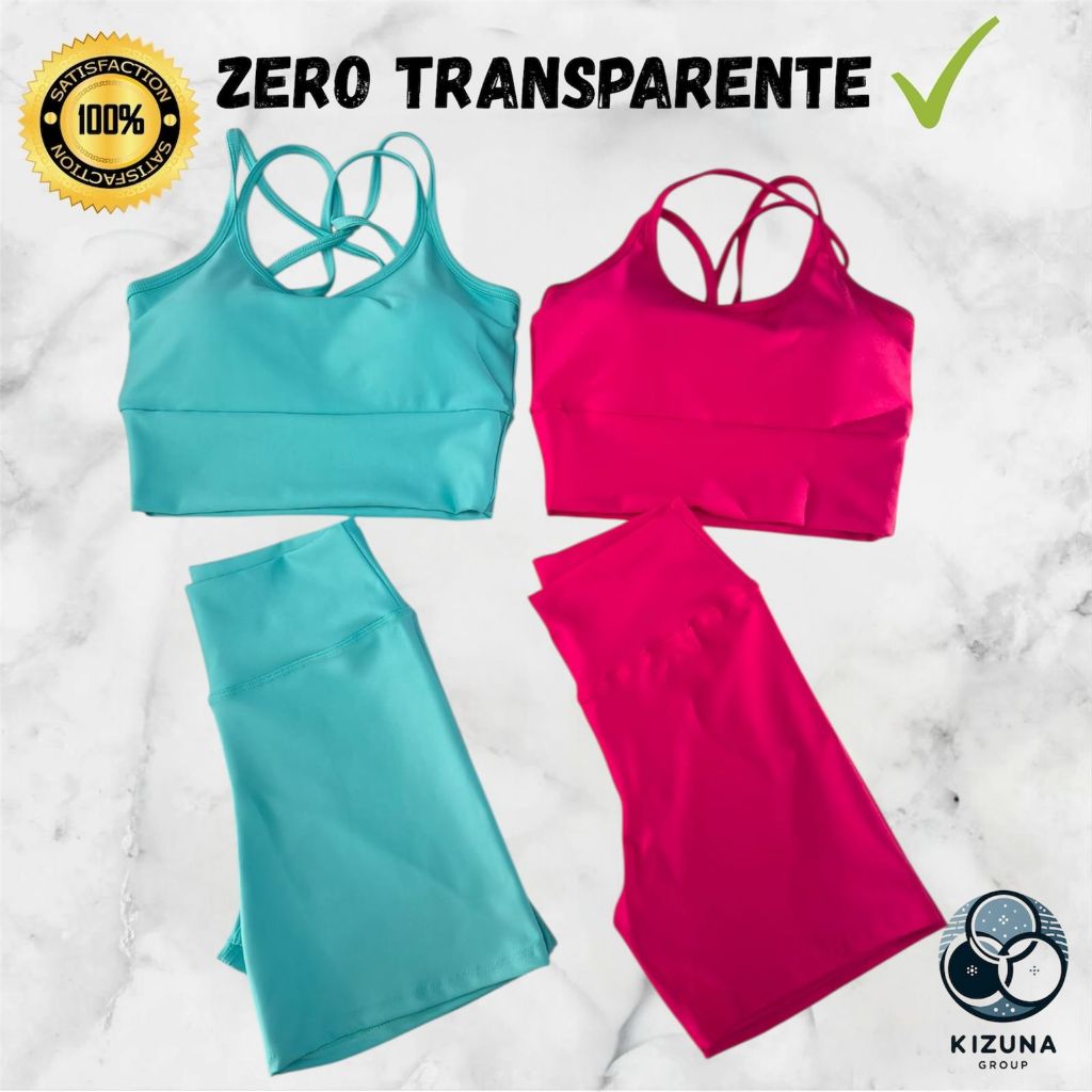 Kit 2 Conjuntos Fitness Feminino Top e Short | Bojo Removível | Zero Transparente em Oferta na Shopee