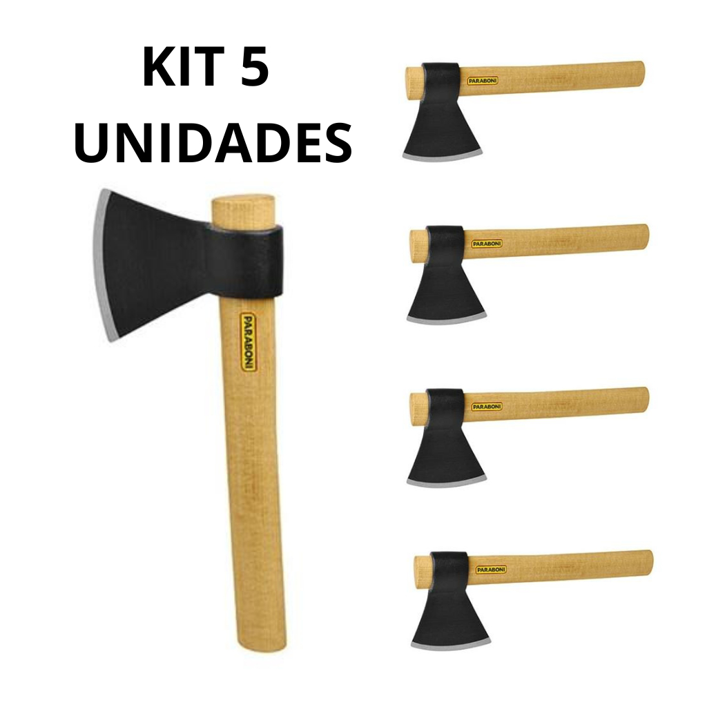 KIT 5 Machadinho Doméstico Leve 34cm Cabo Madeira