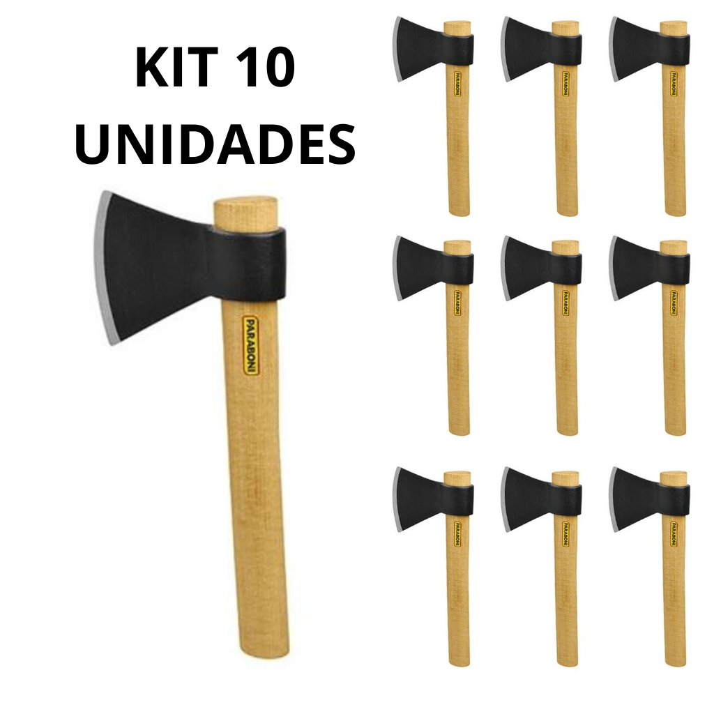 KIT 10 Machadinho Doméstico Leve Cabo Madeira 34cm