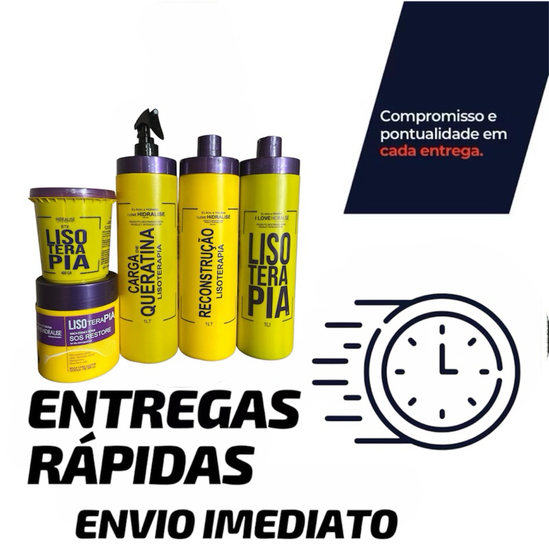KIT Lisoterapia Hidralise - Progressiva + Botox + Reconstrução + Carga de Queratina + SOS Restore