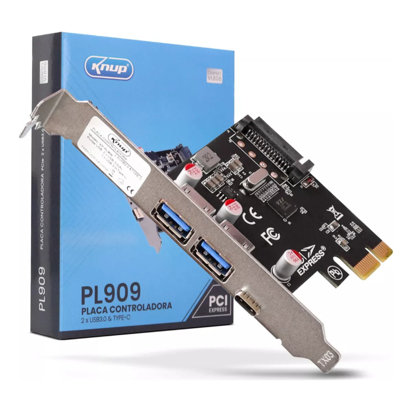 Placa Controladora Pci Express Adaptador Usb Type-c Receptor PL909