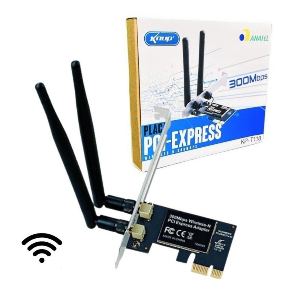Placa Pci Express Wireless 300mbps 2 Antenas Kp-t118 Knup potente