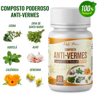 Anti-Vermes 100% Natural | 500 Mg - 60 cápsulas em Oferta na Shopee