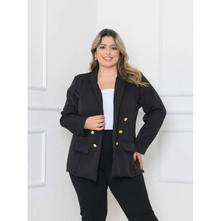 Blazer Plus Size  Alfaiataria G1G2 G3 Feminino Casaco Social Com Botão