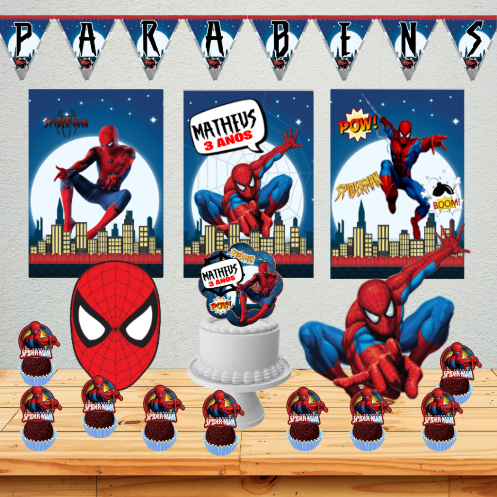 kit festa só um bolinho - HOMEN ARANHA - SPIDERMAN - topo de bolo - mesversário