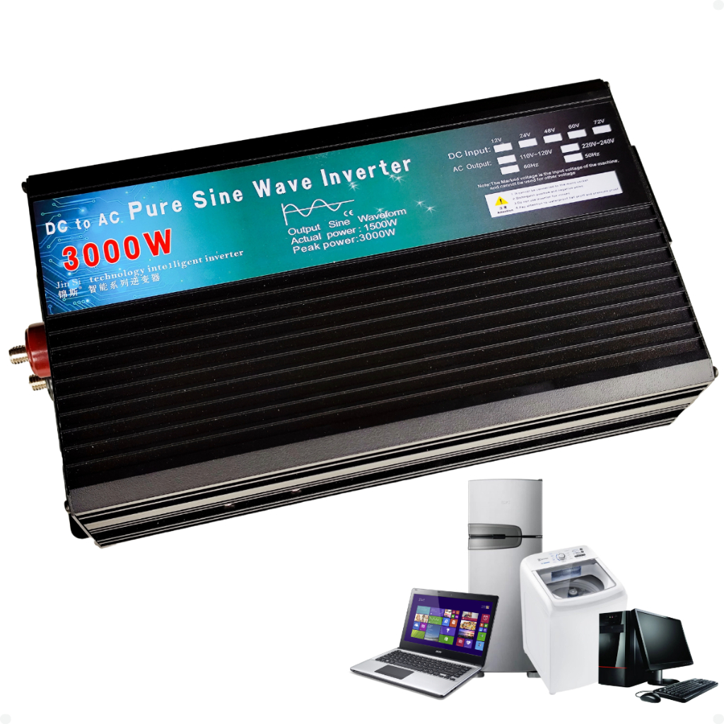Inversor de Tensão Off Grid 12v 220v 1500w 3000w Onda Senoidal Pura 60hz