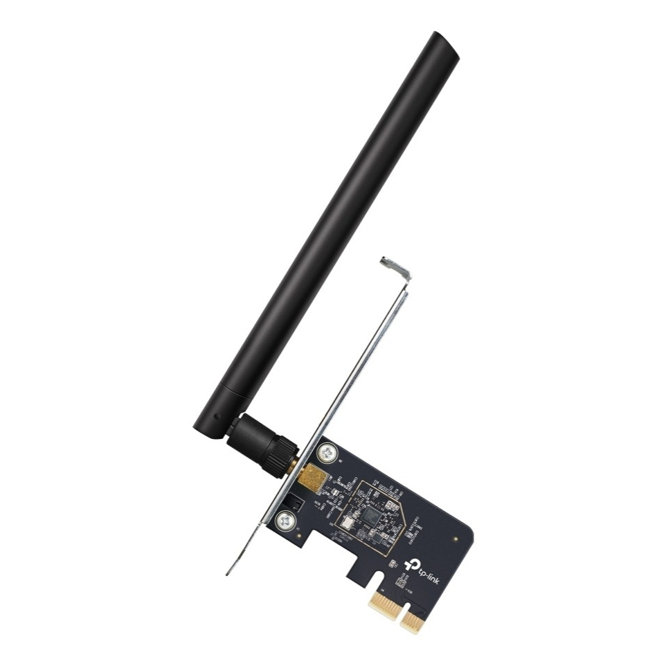 Placa Wi-Fi vermelha PCI-e TP-Link Archer T2e Ac600 de banda dupla 1 antena.