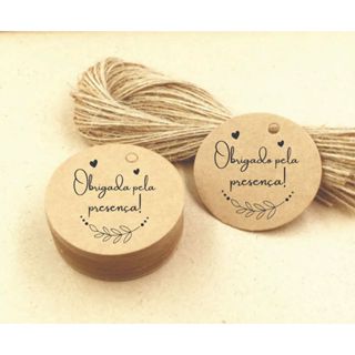 Tag de Papel Kraft 4cm + Fio Incluso - Pronta Entrega!!! Obrigado (a) pela Presença em Oferta na Shopee