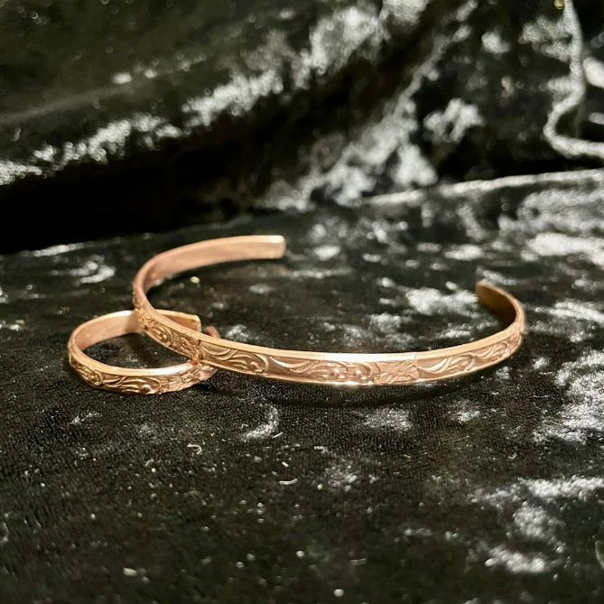 Bracelete de Cobre Puro e Anel Bordado - 16Cm em Oferta na Shopee
