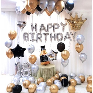 Kit 86 Peças  Balões metalizado coração estrela roxo e nome happy birtheday Para Festas em Oferta na Shopee