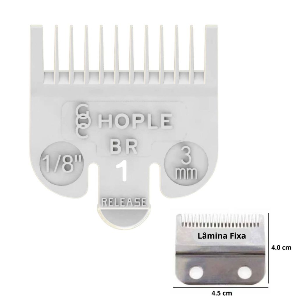 Pente Para Máquina De Cortar Cabelo Profissional No 1 - 3mm Branco em Oferta na Shopee