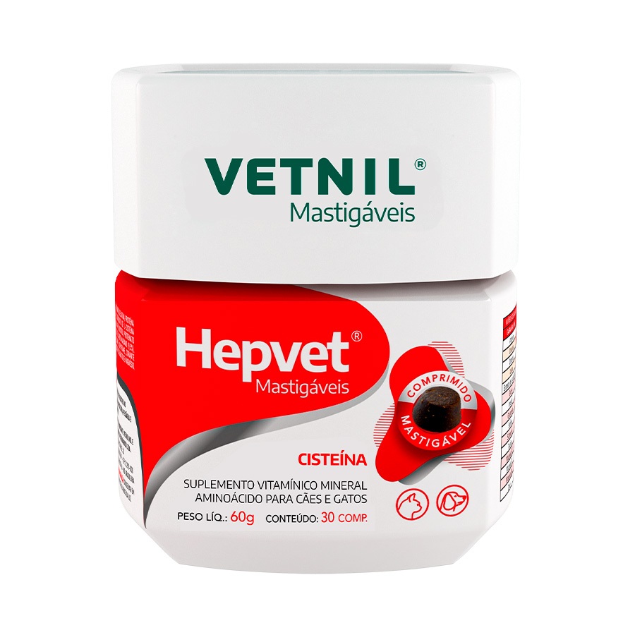 Hepvet Suplemento Mastigável Para Cães e Gatos 30 Comprimidos Vetnil em Oferta na Shopee