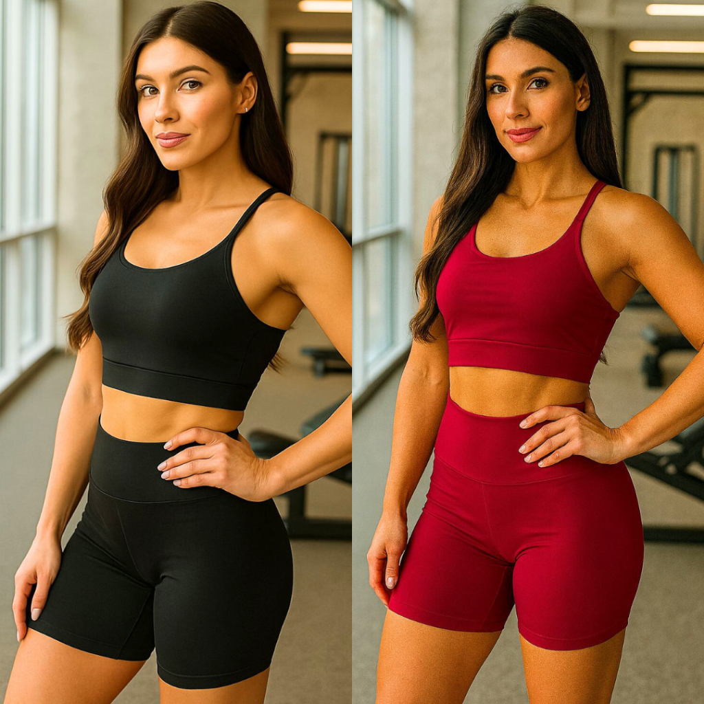 Kit 2 Conjuntos Fitness Feminino Short e Top Básico Academia Sem Transparência em Oferta na Shopee