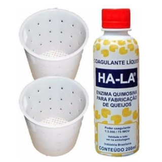 Forma Para Fazer Queijo 2 Unidades de 500g + 1 Coalho Ha-la 200ml em Oferta na Shopee