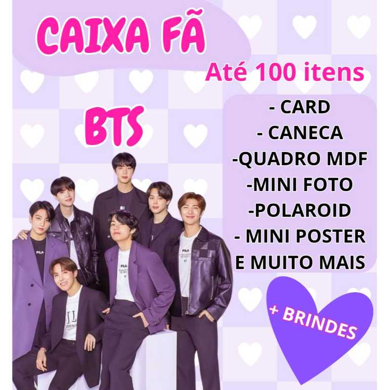 Caixa Kit Fã BTS ou seu Idolo -Tam. do Mini ao Mega - com até 100 Itens + Presente Exclusivo  K -pop