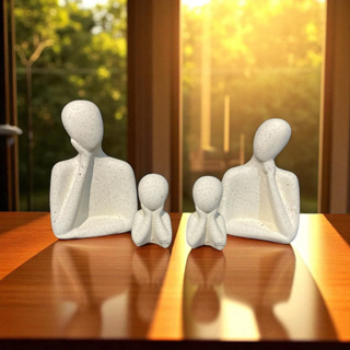 kit família 4 peças Estátua de gesso moderna , Família minimalista arte abstrata na cor bege em Oferta na Shopee