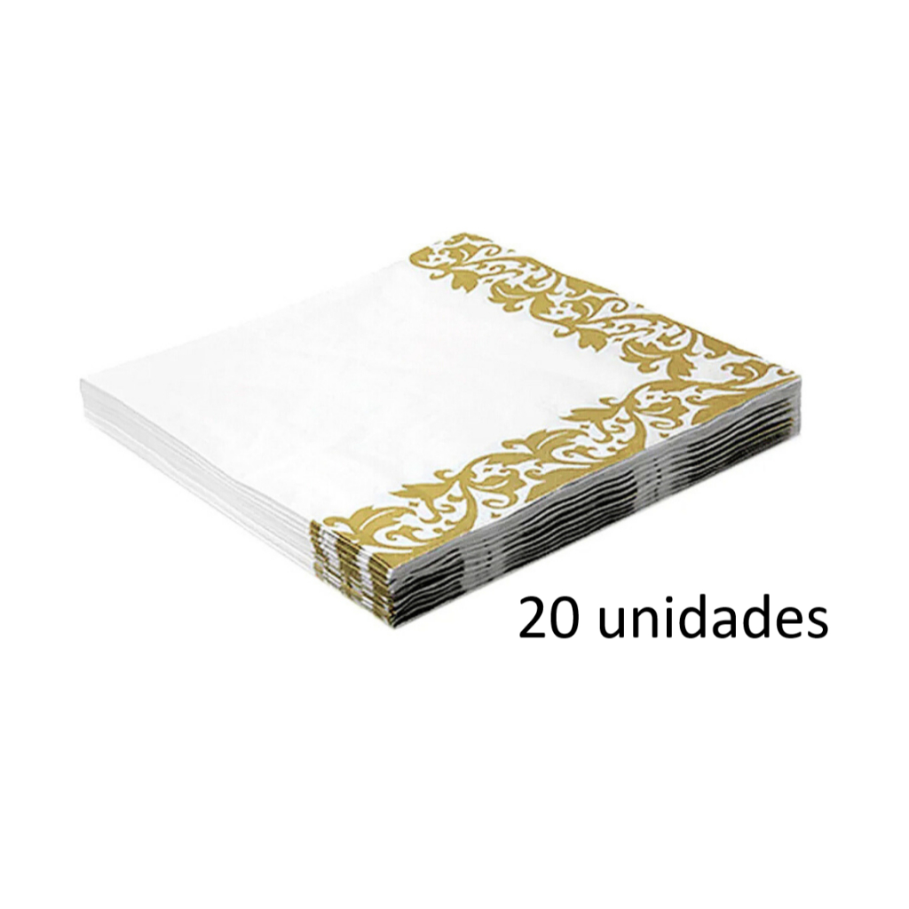 Guardanapo Papel Arabesco Grande Folha Dupla Dourado 20 Un.