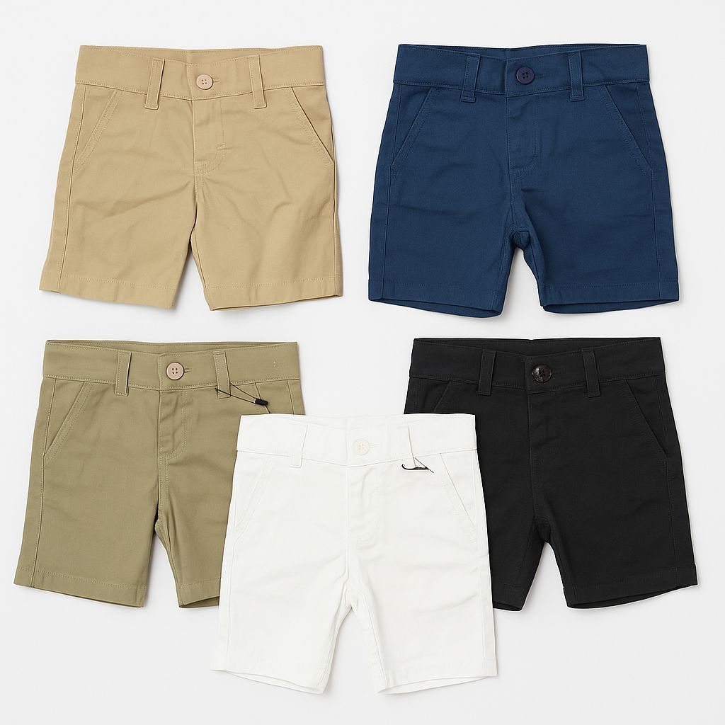 KIT 2 Bermudas Infantil Sarja Bolso embutido Social com elastano regulador Short de menino