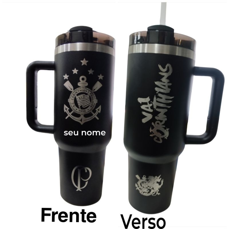 Copo  Térmico 1,2l Tampa Canudo Alça  Personalizado com Seu time e Nome