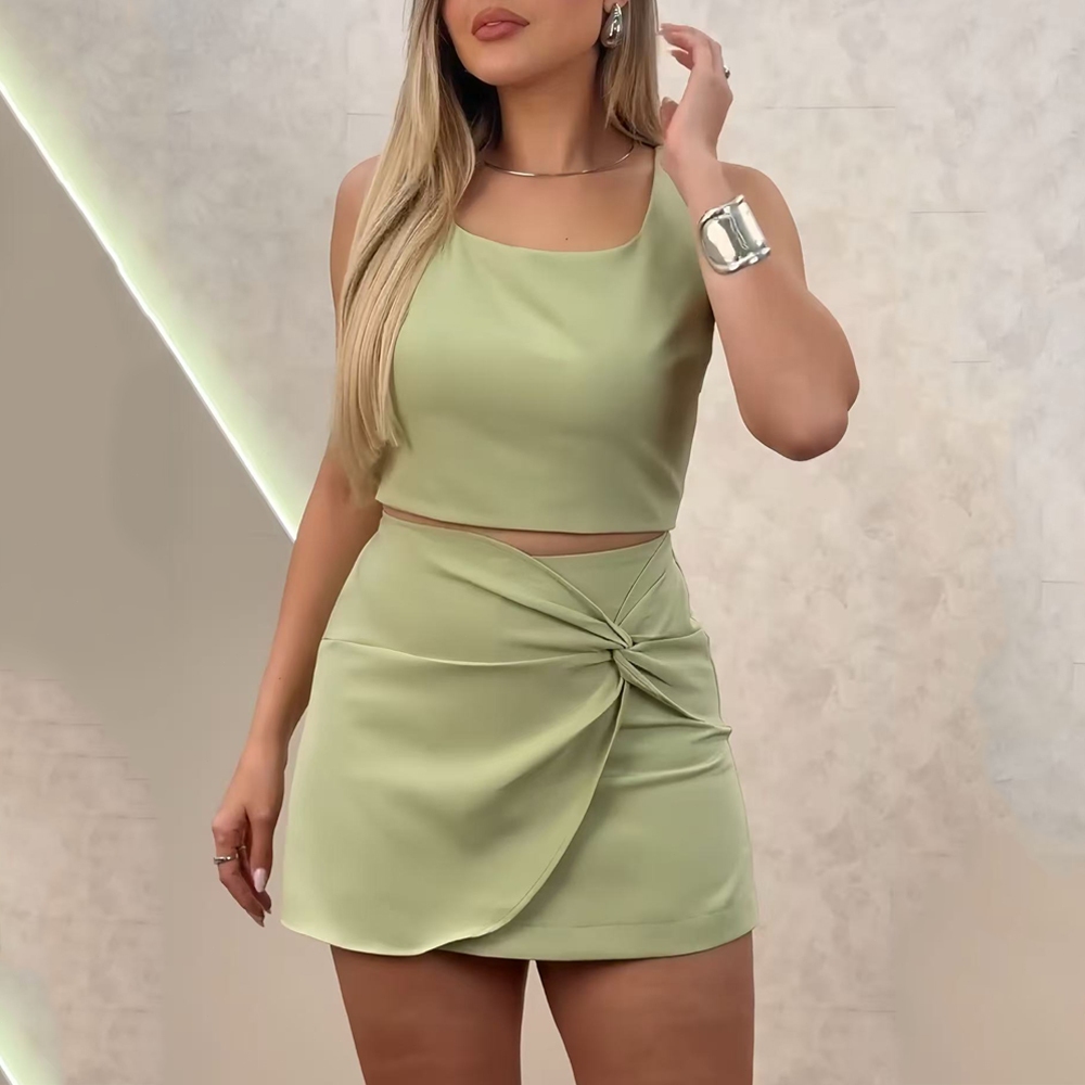 Conjunto Saia Feminina Regata e Cropped Regatinha 001546